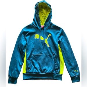 Puma Hoodie Men’s Small Blue and Neon‎ Green